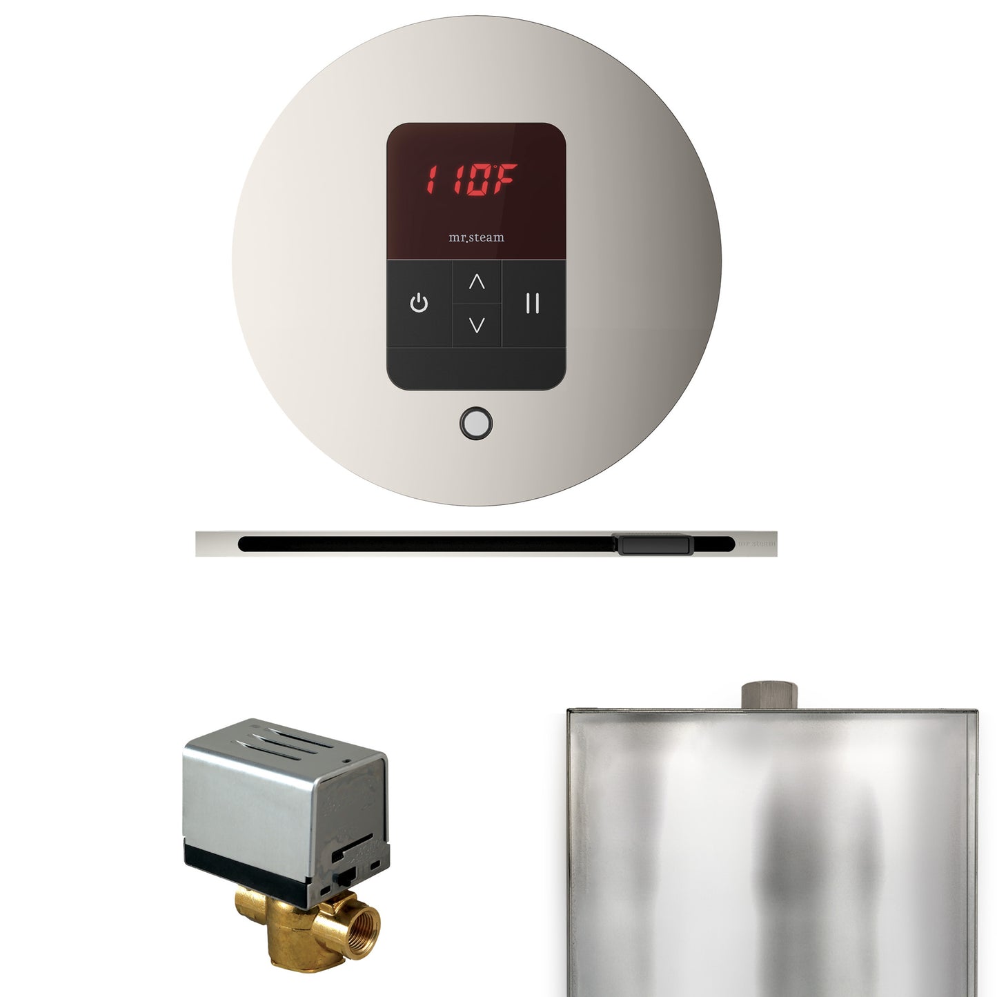 Basic Butler Steam Shower Control Package with Round iTempo Control and Linear Steamhead