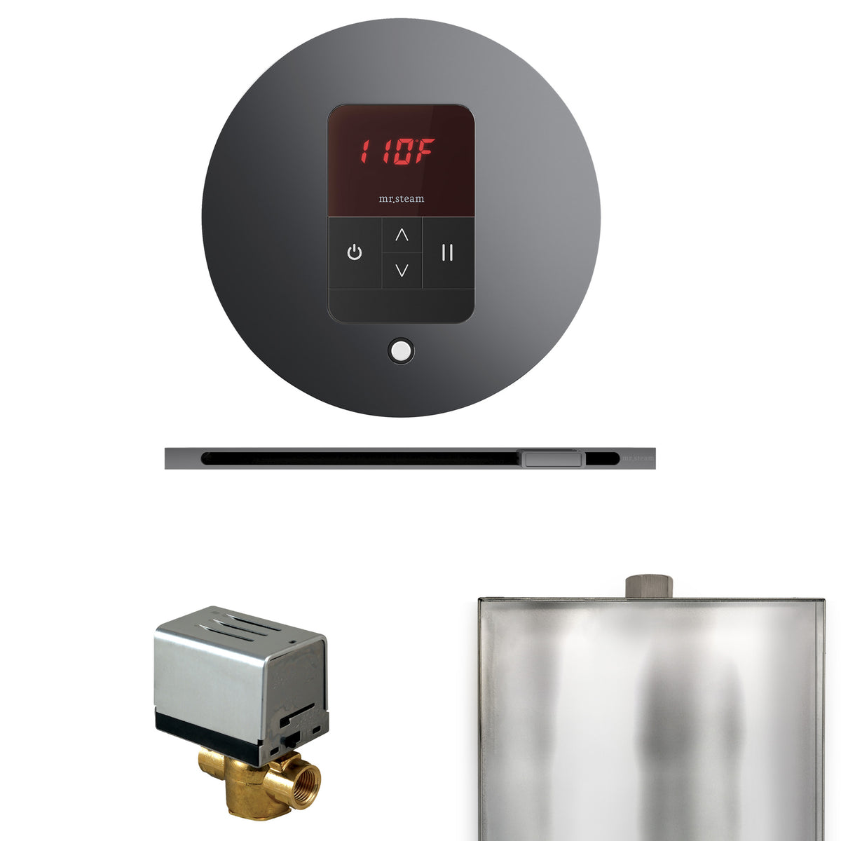 Basic Butler Steam Shower Control Package with Round iTempo Control and Linear Steamhead