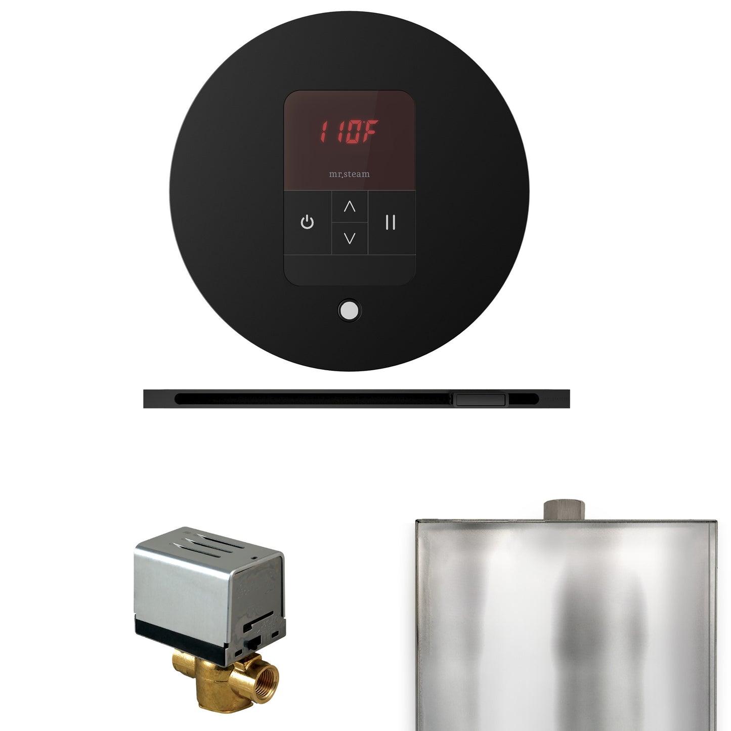 Basic Butler Steam Shower Control Package with Round iTempo Control and Linear Steamhead