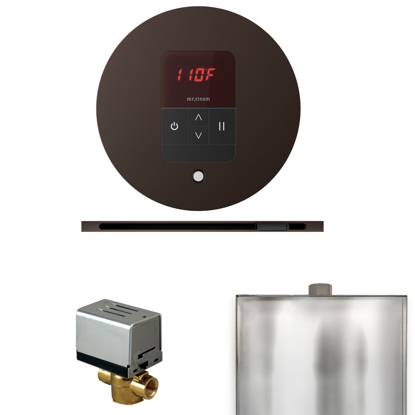 Basic Butler Steam Shower Control Package with Round iTempo Control and Linear Steamhead