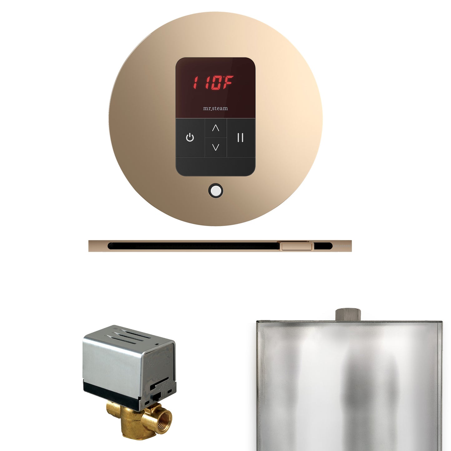 Basic Butler Steam Shower Control Package with Round iTempo Control and Linear Steamhead