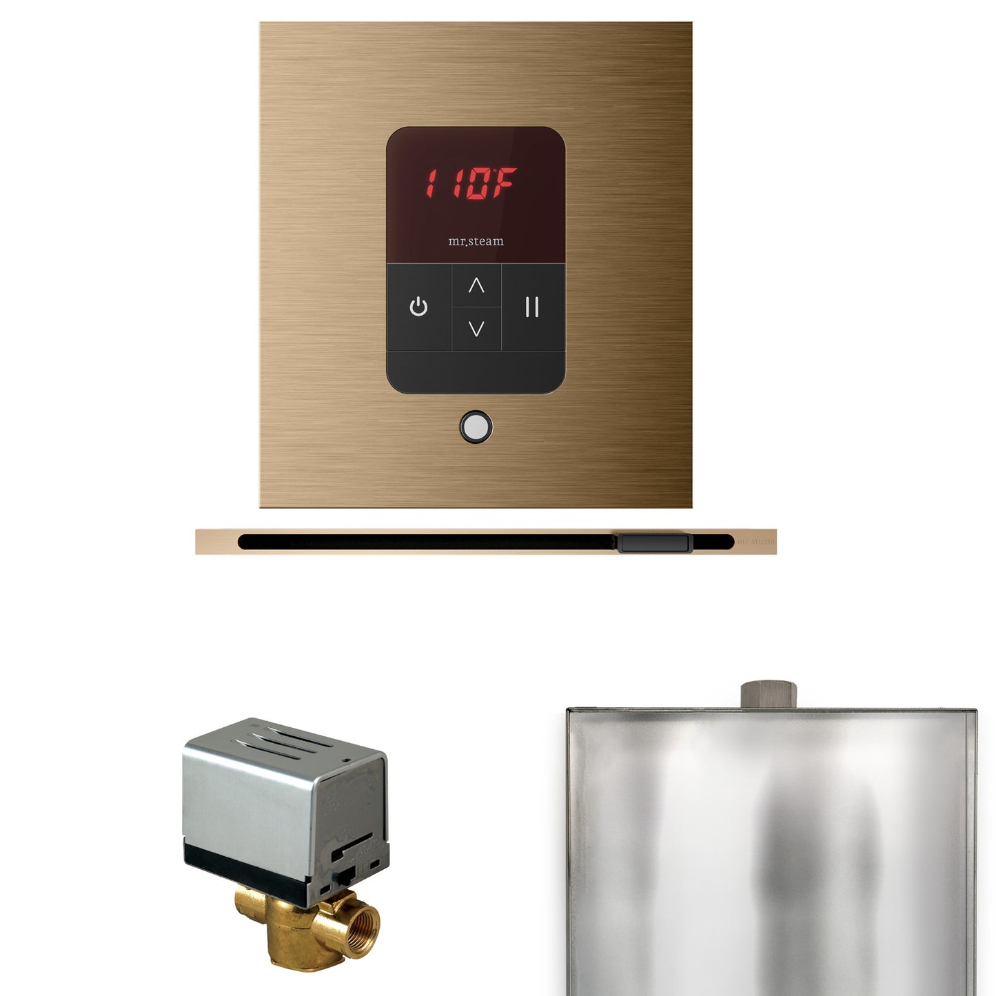 Basic Butler Steam Shower Control Package with Round iTempo Control and Linear Steamhead