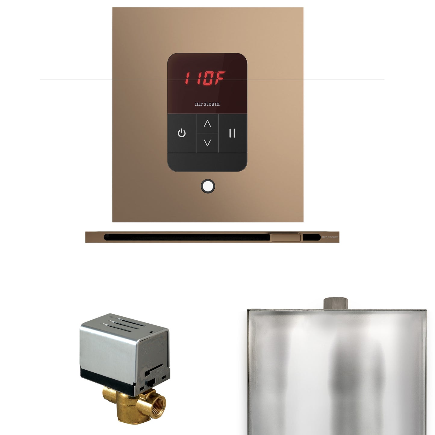 Basic Butler Steam Shower Control Package with Round iTempo Control and Linear Steamhead