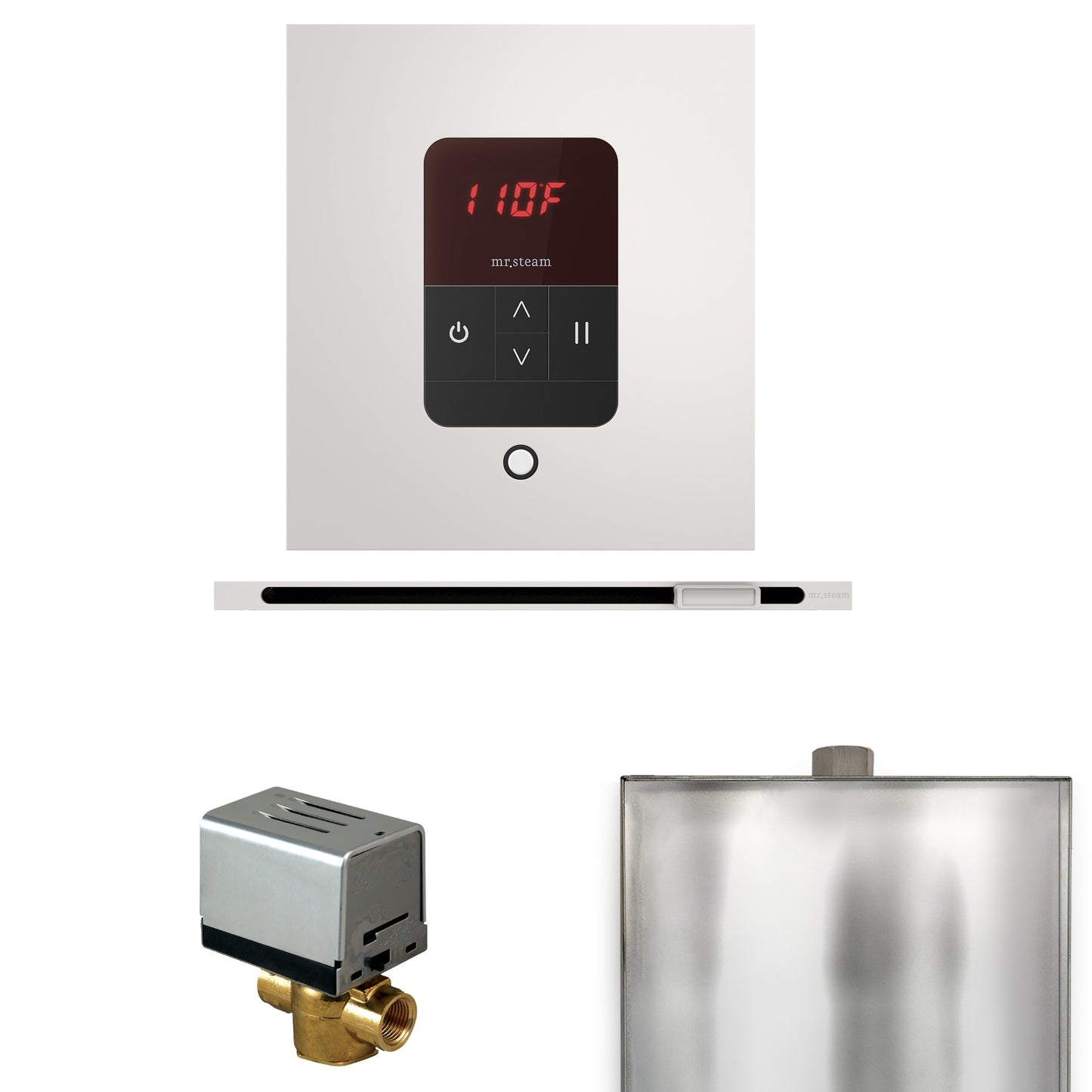 Basic Butler Steam Shower Control Package with Round iTempo Control and Linear Steamhead