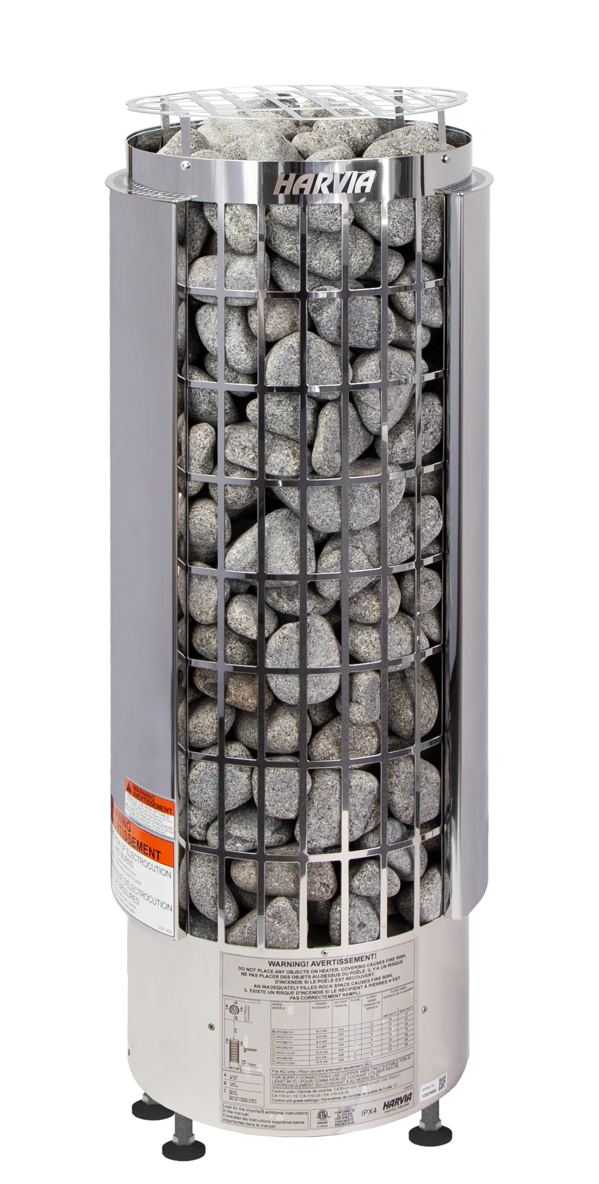 Cilindro Half Series 8kW Stainless Steel Sauna Heater at 240V 1PH with Built-In Time and Temperature Controls